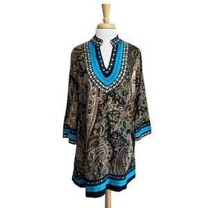 SOFT SURROUNDINGS Tunic Top Dress Boho Whimsigoth Mystical Paisley Women's M